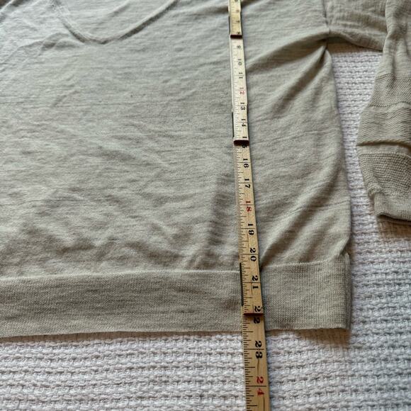 White + Warren V-neck Women’s‎ Cotton Sweater Medium Ivory/Beige Wrist Detail - Picture 6 of 8